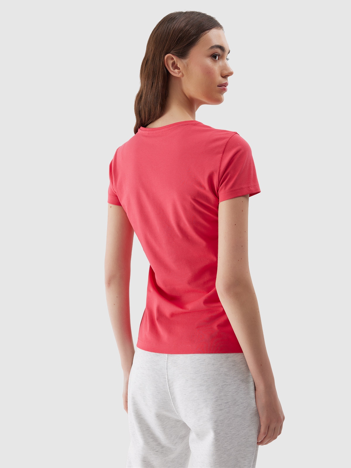 T-SHIRT 4F KOSZULKA DAMSKA SPORTOWA BAWEŁNIANA SS24 Kolor czerwony