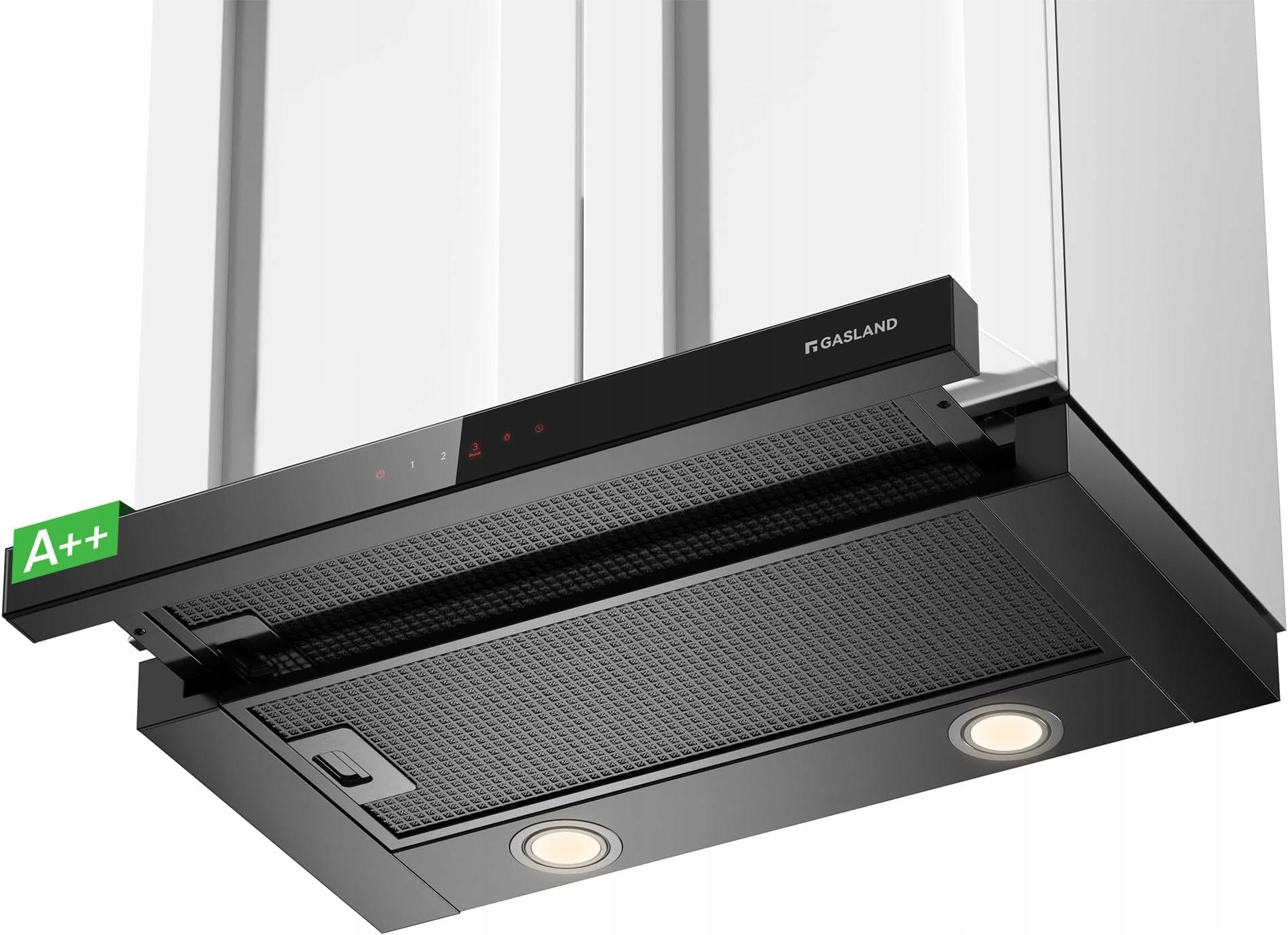 Okap Kuchenny Gasland 60CM, A++, Szklany, Dotyk, 566 M3/H, Czarny