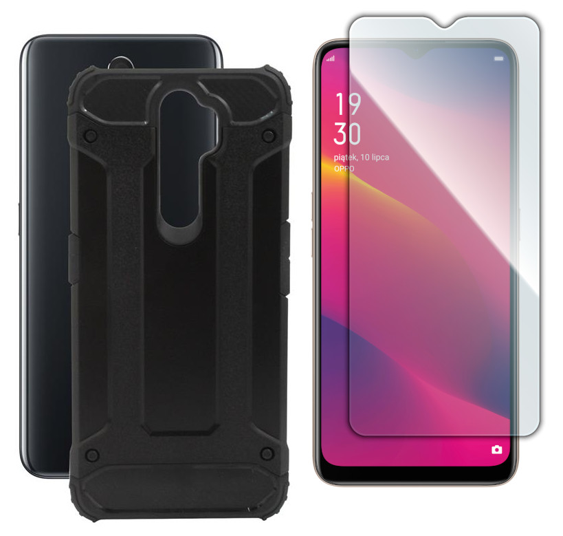 

Etui Pancerne Neo do Oppo A5 A9 2020 czarn+SZKŁO