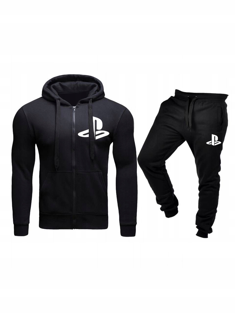 Tepláková Souprava Teplákovka Playstation Pánská Rozepínací Černá XXL