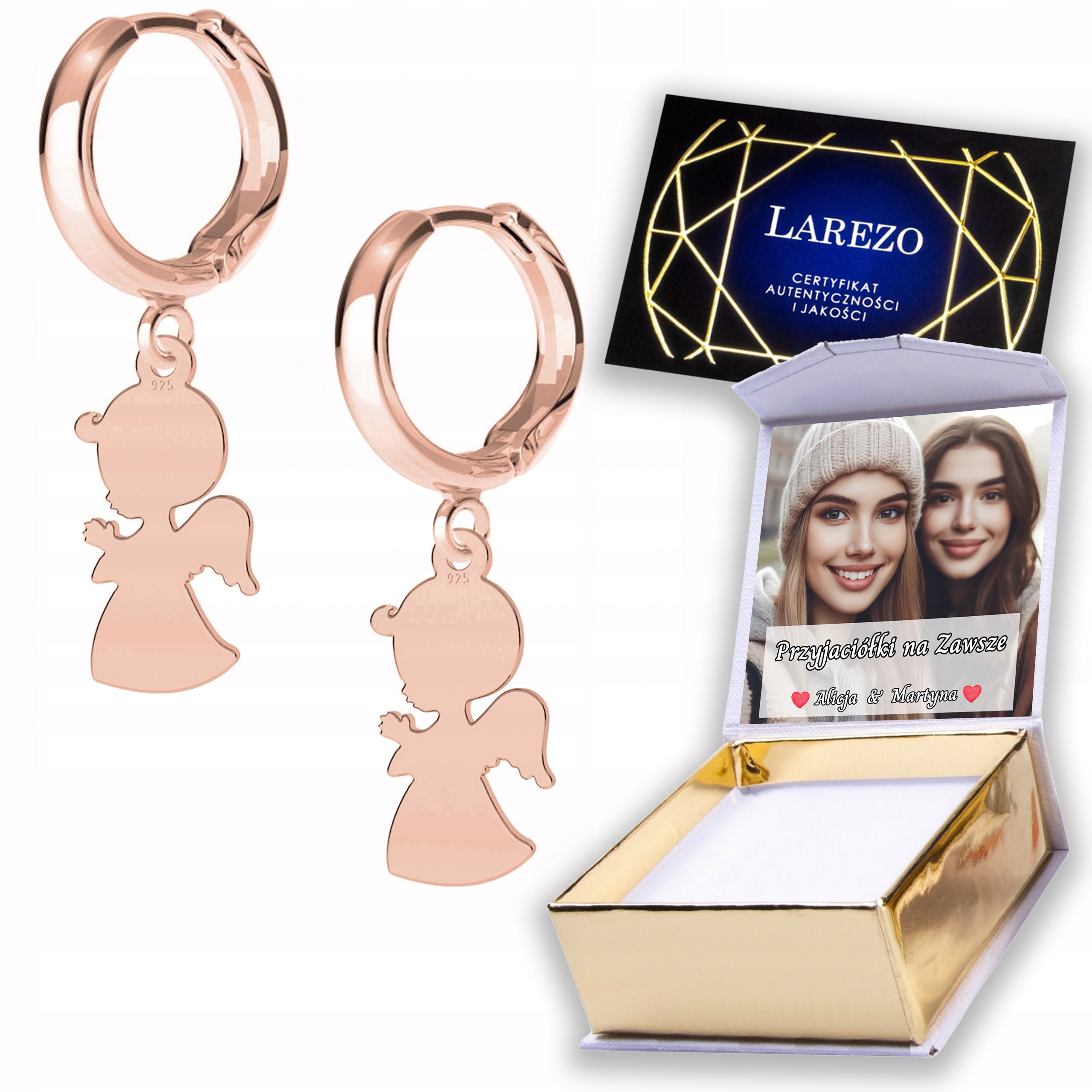 Náušnice Pozlacené 925 Andělé Chlapec Andělé Anděl strážný Potisk