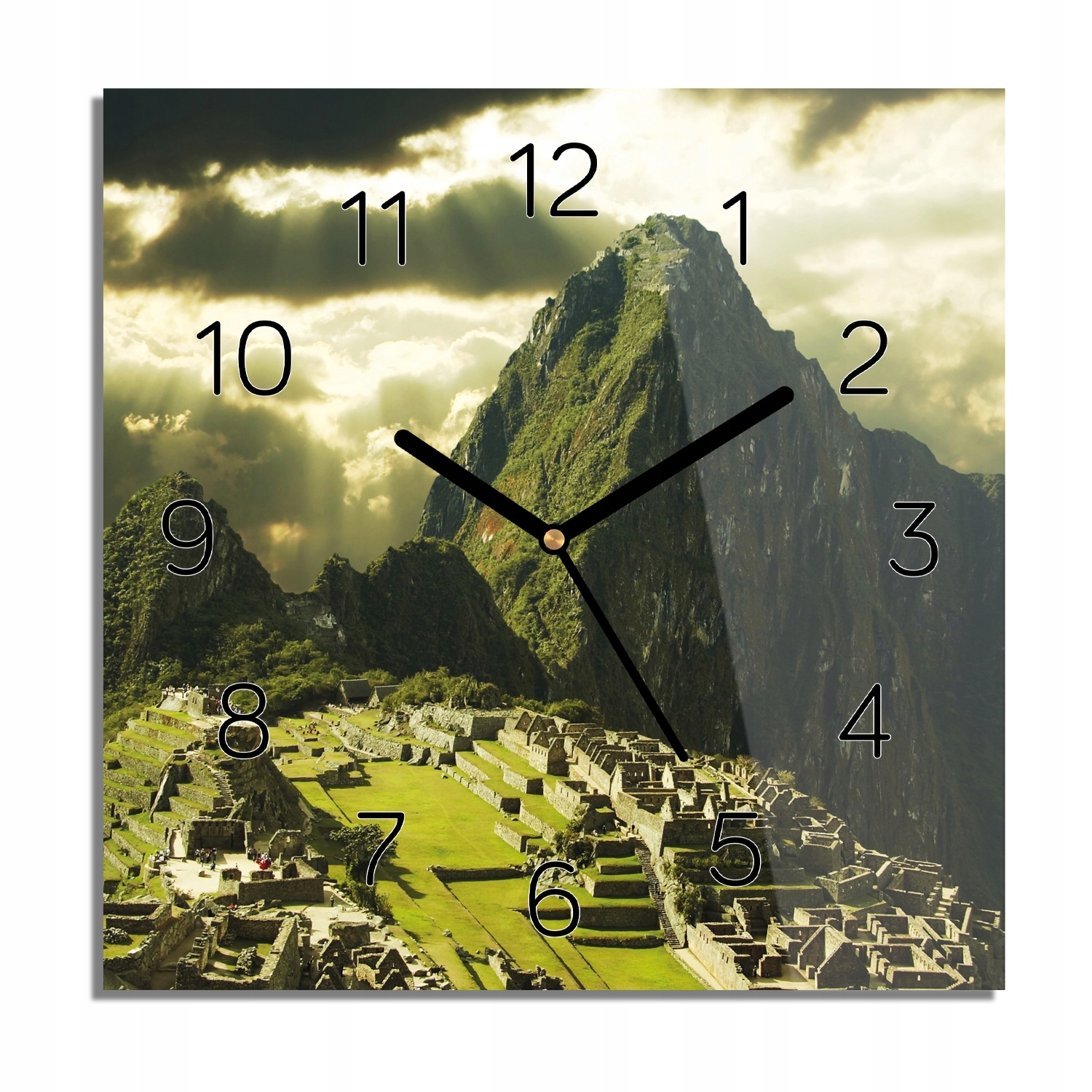 

Góra Machu Picchu zegar na szkle nowoczesny 30x30