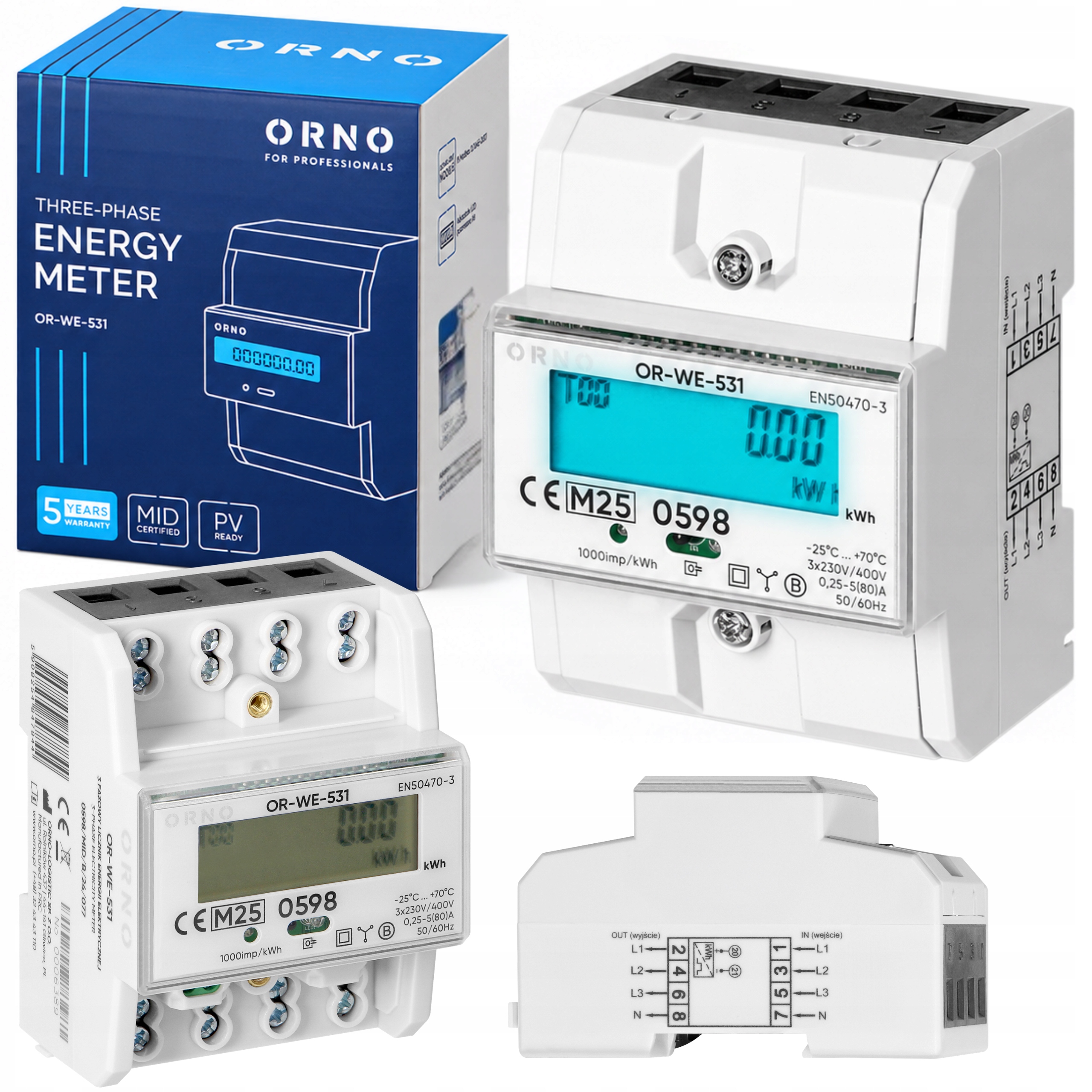 Měřič energie 3 Fázový 80A Měřič spotřeby proudu Třífázový Certifikát