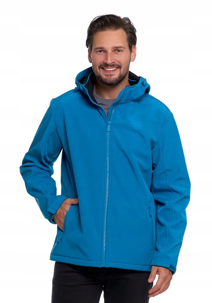 Pánská Softshellová Nepromokavá Přechodová Bunda S Kapucí Moraj, Modrá, Velikost XL
