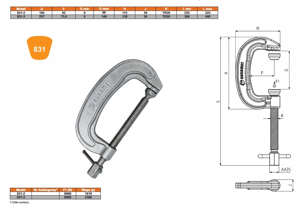Docisk skręcany TYP G 831-2 KUKAMET EAN (GTIN) 8680731505351