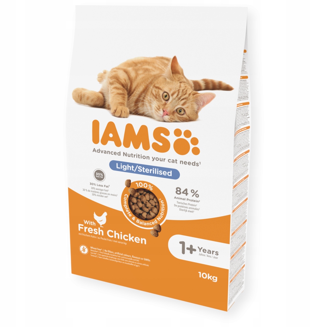 Levně Iams for Vitality Light 10kg Suché Krmivo pro sterilizované kočky Kuře