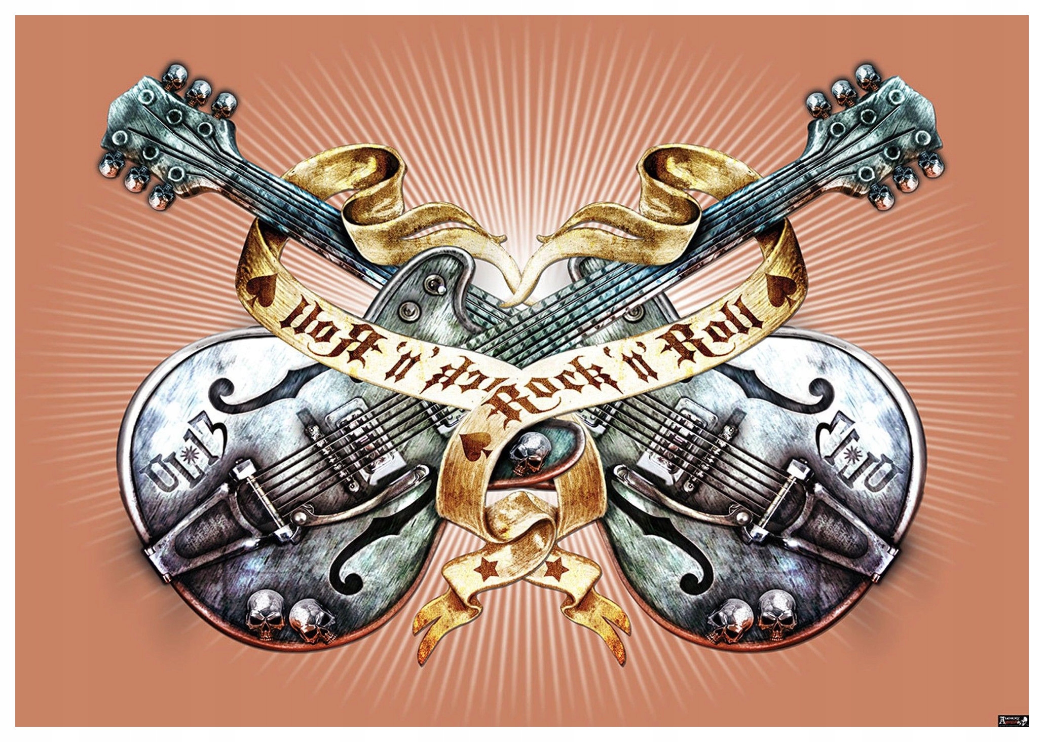 Fototapeta Gitary Rock and Roll vinylový štýl 368x254 lúče lepidlo