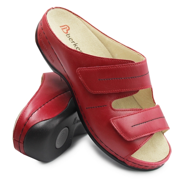 Červené kožené lačky pro práci na suchém zipu Berkemann Daria 37