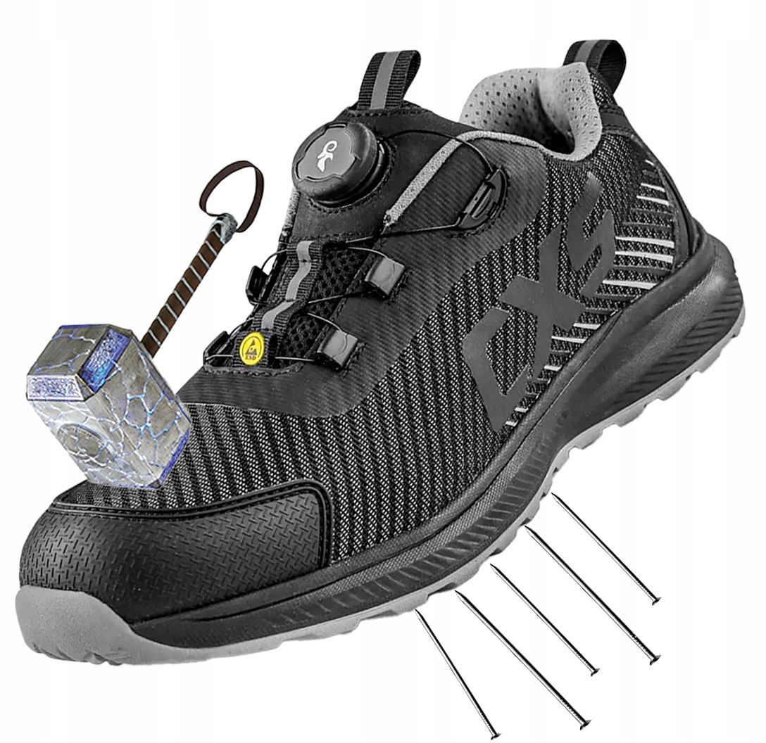 Buty Robocze półbuty Męskie Ochronne Letnie S1PS System Boa Wiosenna