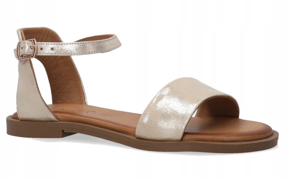 Venezia zlaté dámské ploché sandály z přírodní kůže 37