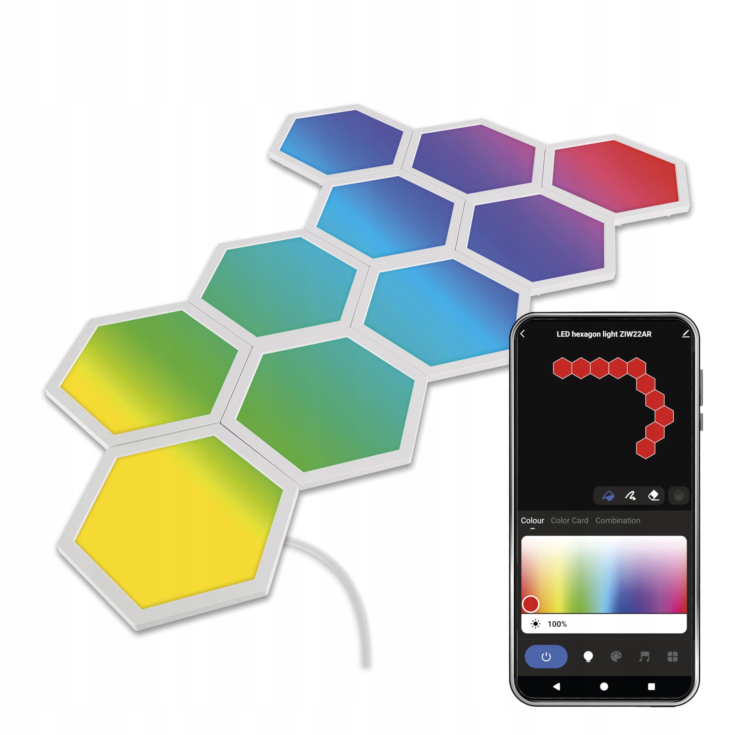 GoSmart Led svítidlo Hexagon, startovací sada, 10 dílů, 19 W, Rgbic…