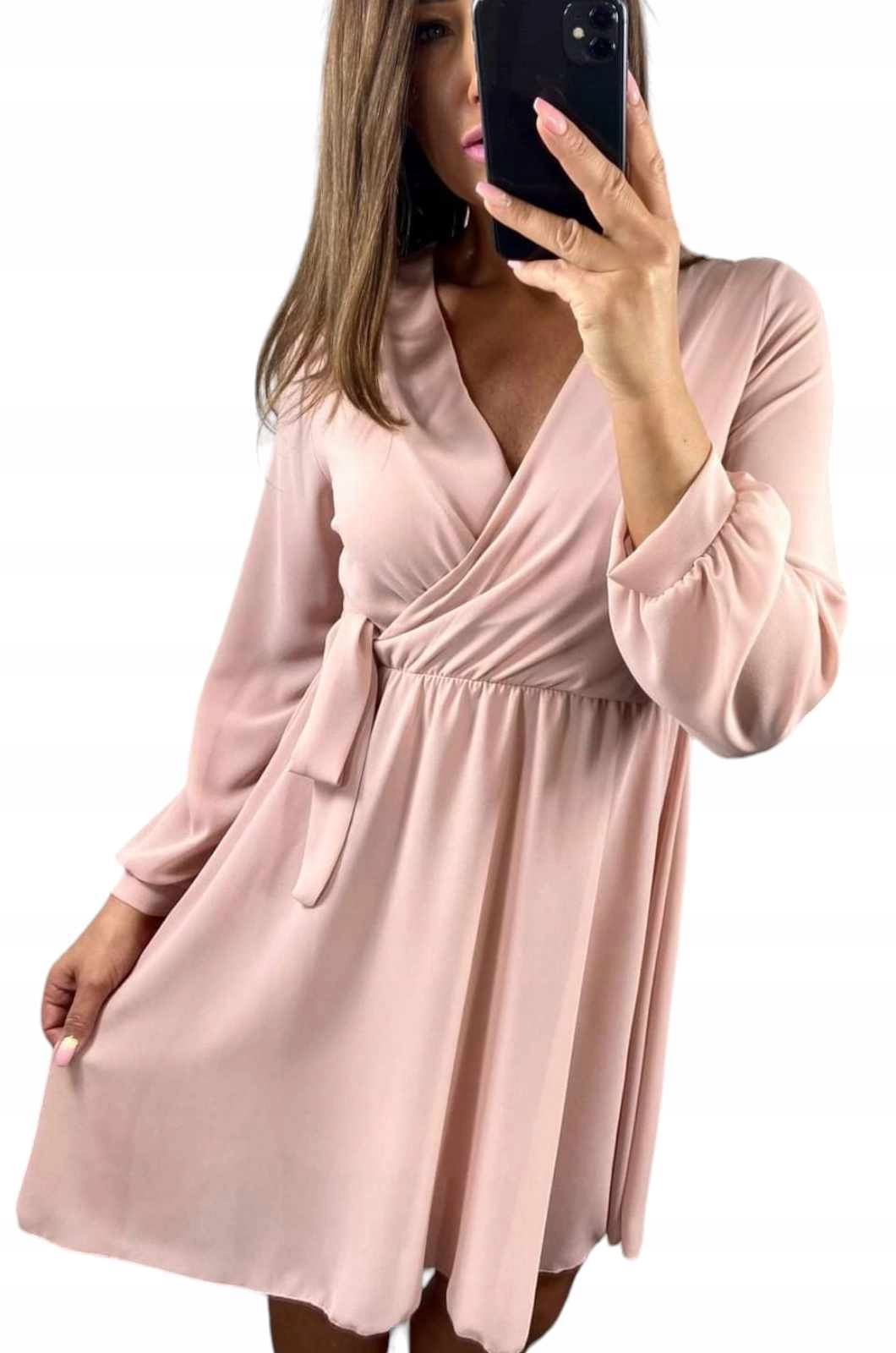 V954 Elegantní Šaty Perla Pudrová Růžová vel. 42 (XL)