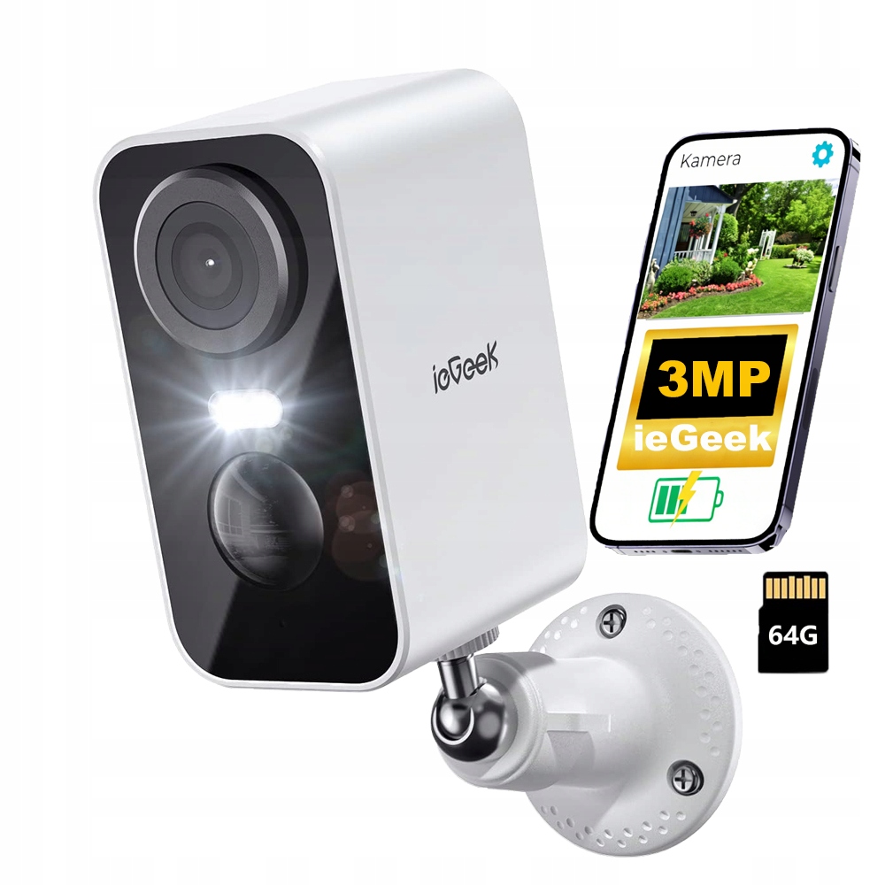 Kamera 100% Bezdrátová Akumulátorem Wifi Na Baterie Hd 3MPX 64GB