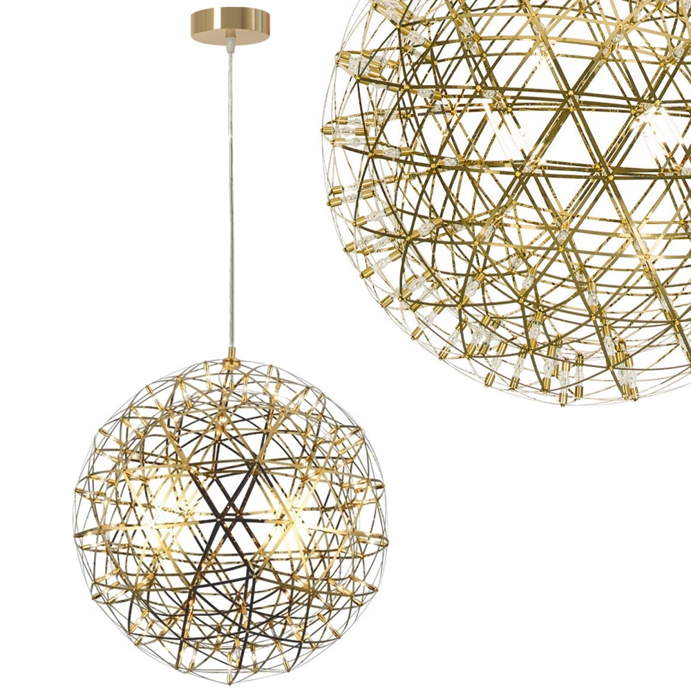 Závesná Led Stropná Lampa Zlatá Gemoetrická Guľa Kovová XXL Toolight