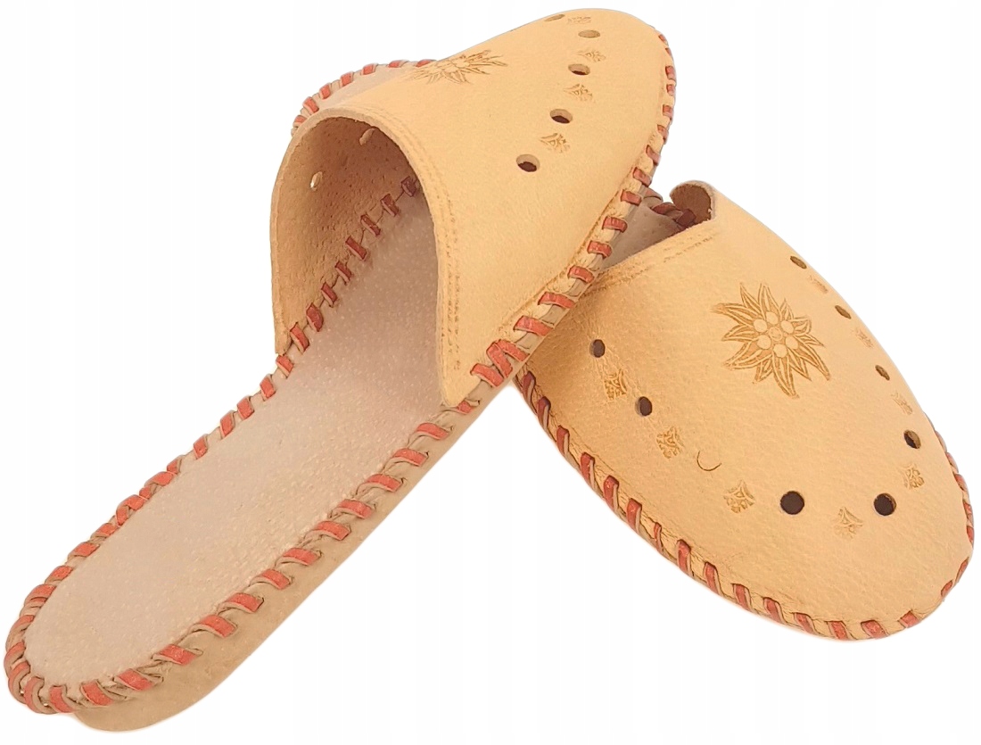 Pantofle 100% Skóra Damskie Kapcie Zakryte *39* PL Rozmiar 39