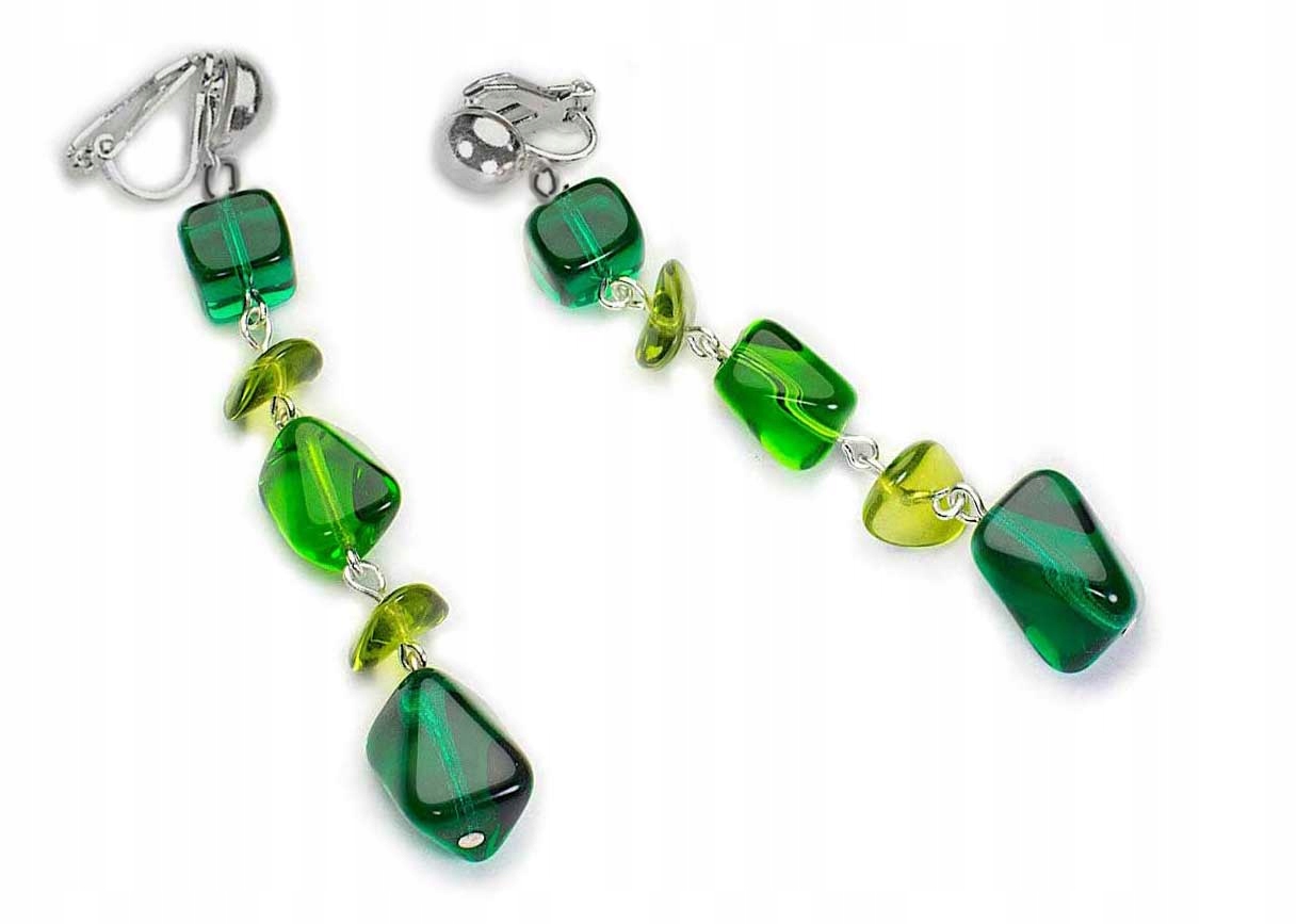 

Szklane Klipsy Długie Zielone Emerald Kiara
