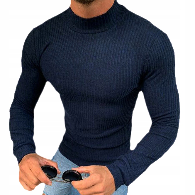 Pánský pologolfový svetr Slim fit Athletic Elastický žebrovaný