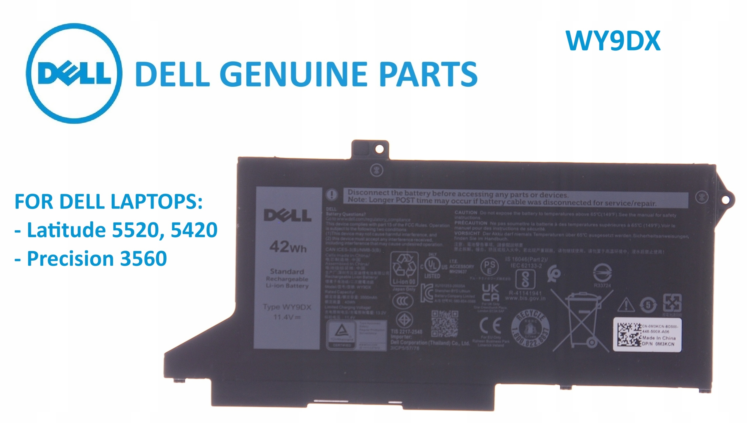 Nová Originálna Batéria Dell Latitude 5520, 5420 Precision 3560 WY9DX