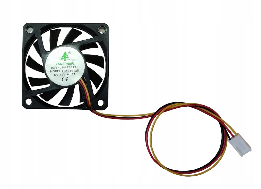 WENTYLATOR DC 12V 0.16A 60x60x10 mm 3PIN DC BRUSHLESS FUN FSY61S12M