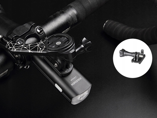 Lampa przednia Ravemen LR-800P LED 800 lumenów 2,6Ah pilot przewodowy Zawartość zestawu akumulator instrukcja obsługi ładowarka lampka uchwyt na kierownicę