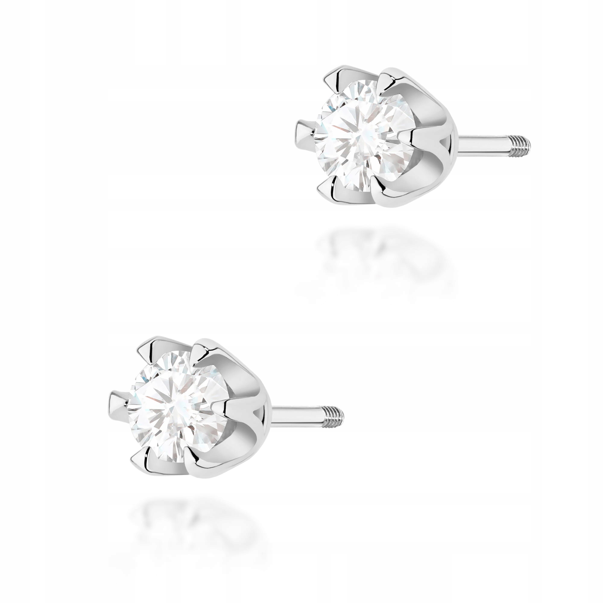 Náušnice z bílého zlata ryzosti 585 šroubovací tyčinky Diamant 0,30 ct