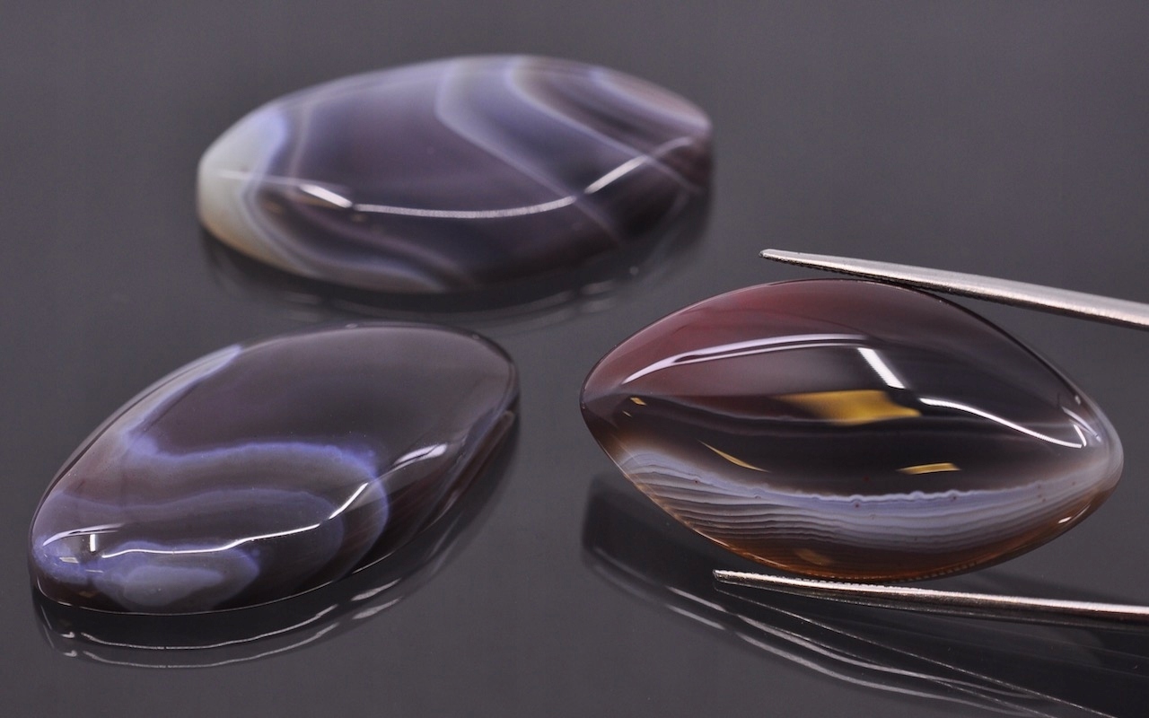 Achát Botswana kabošon markýza 32,5x18 mm