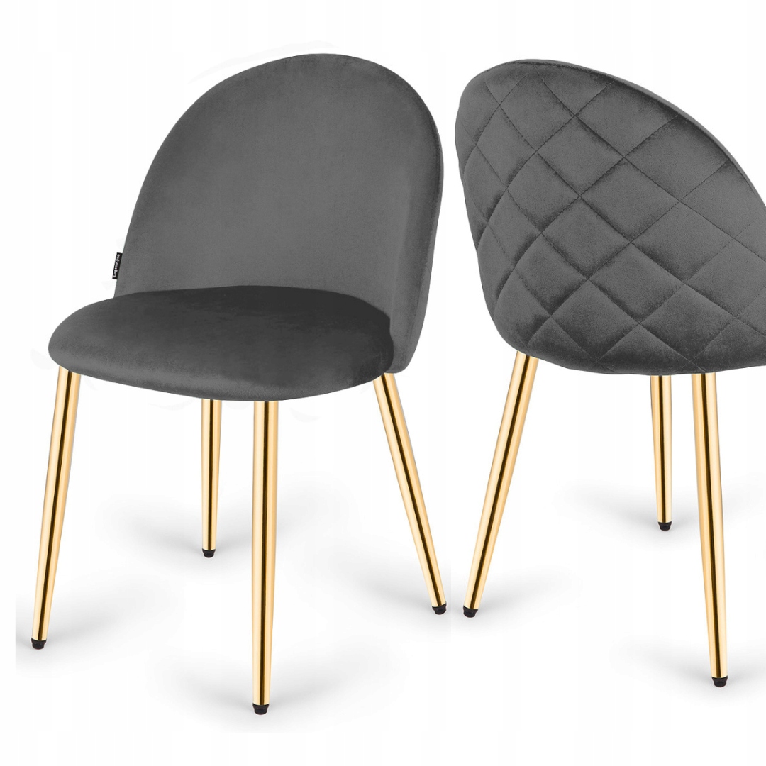 Krzesło tapicerowane szare welur do salonu kuchni jadalni przeszycia Gloria