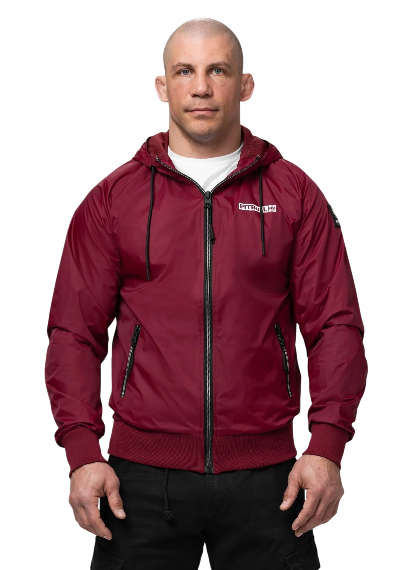 Pit Bull Přechodová bunda S Kapucí Athletic Logo Burgundy XXL