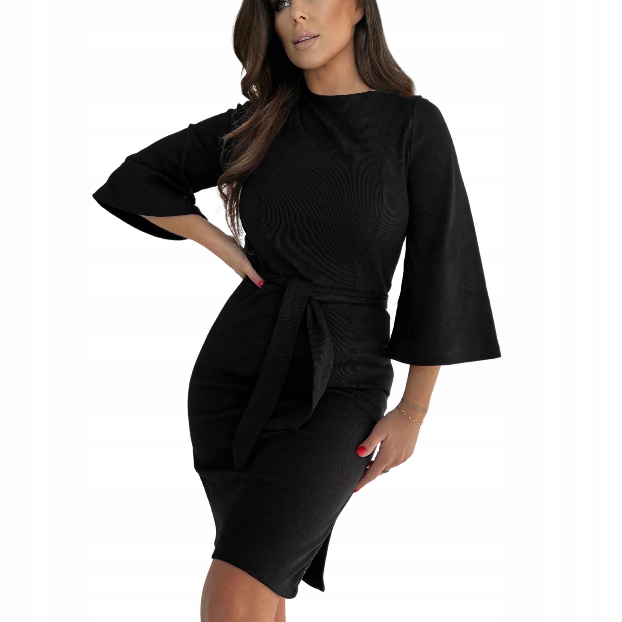 Pletené společenské šaty , elegantní malé černé šaty velikosti M