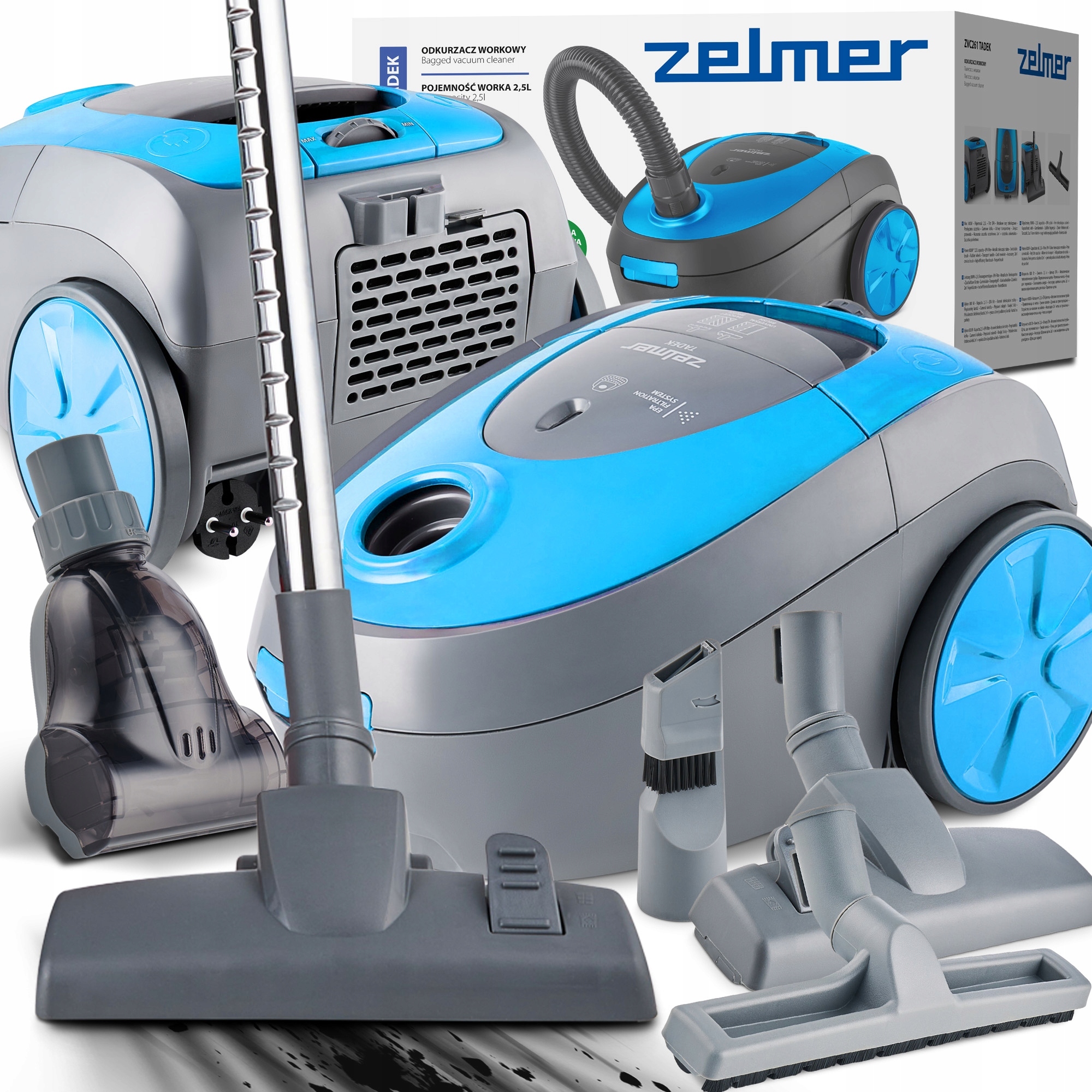 Odkurzacz Workowy Zelmer Tadek Tradycyjny Z Filtrem Turboszczotka Eco 800W