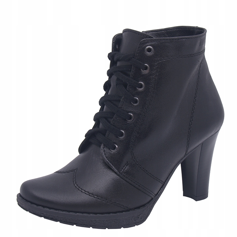 

Botki na obcasie Skórzane ocieplane Suwak Imunzi