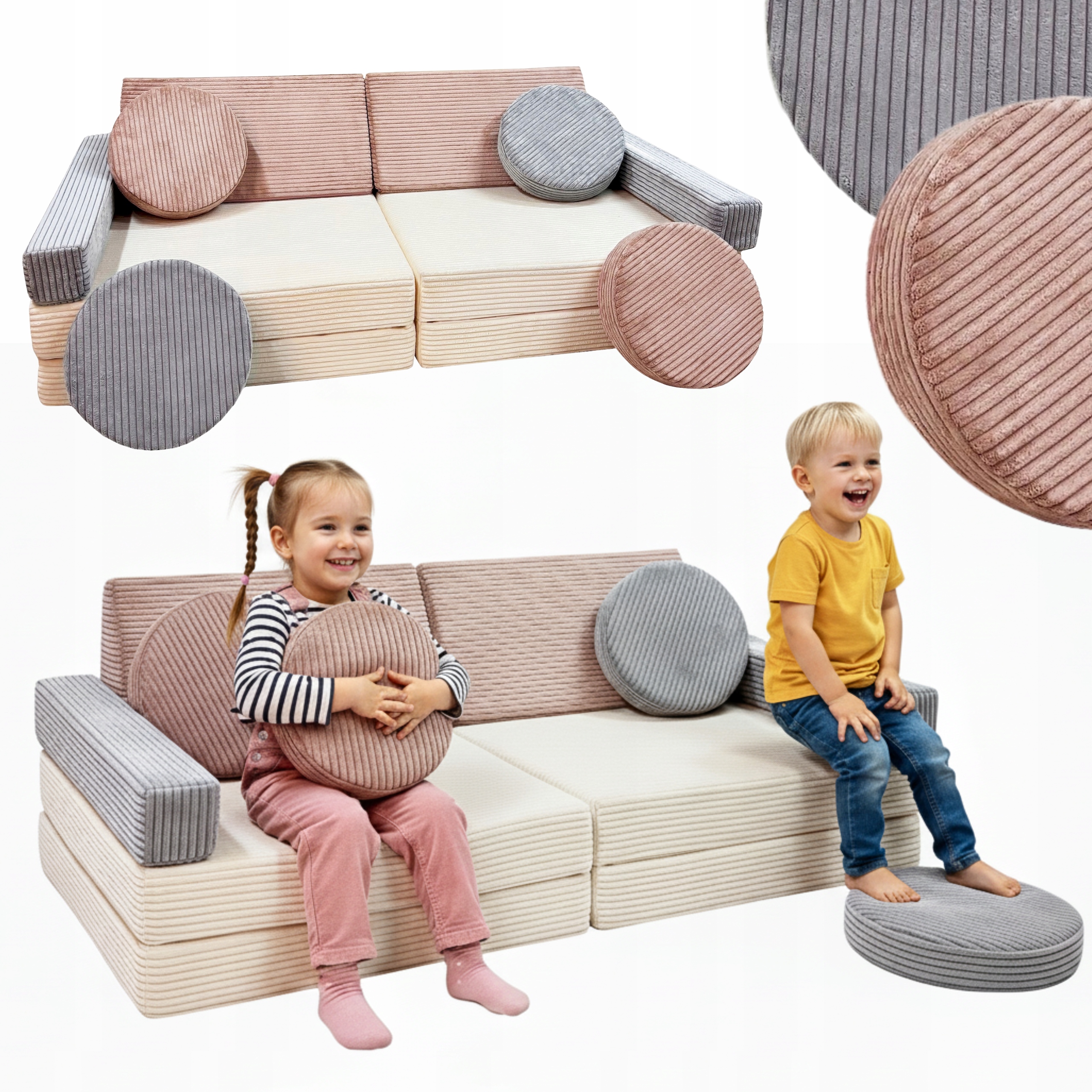 WIELOFUNKCYJNA SOFA MODUŁOWA KLOCKI PIANKOWE PREZENT DLA DZIECKA 3 KOLORY
