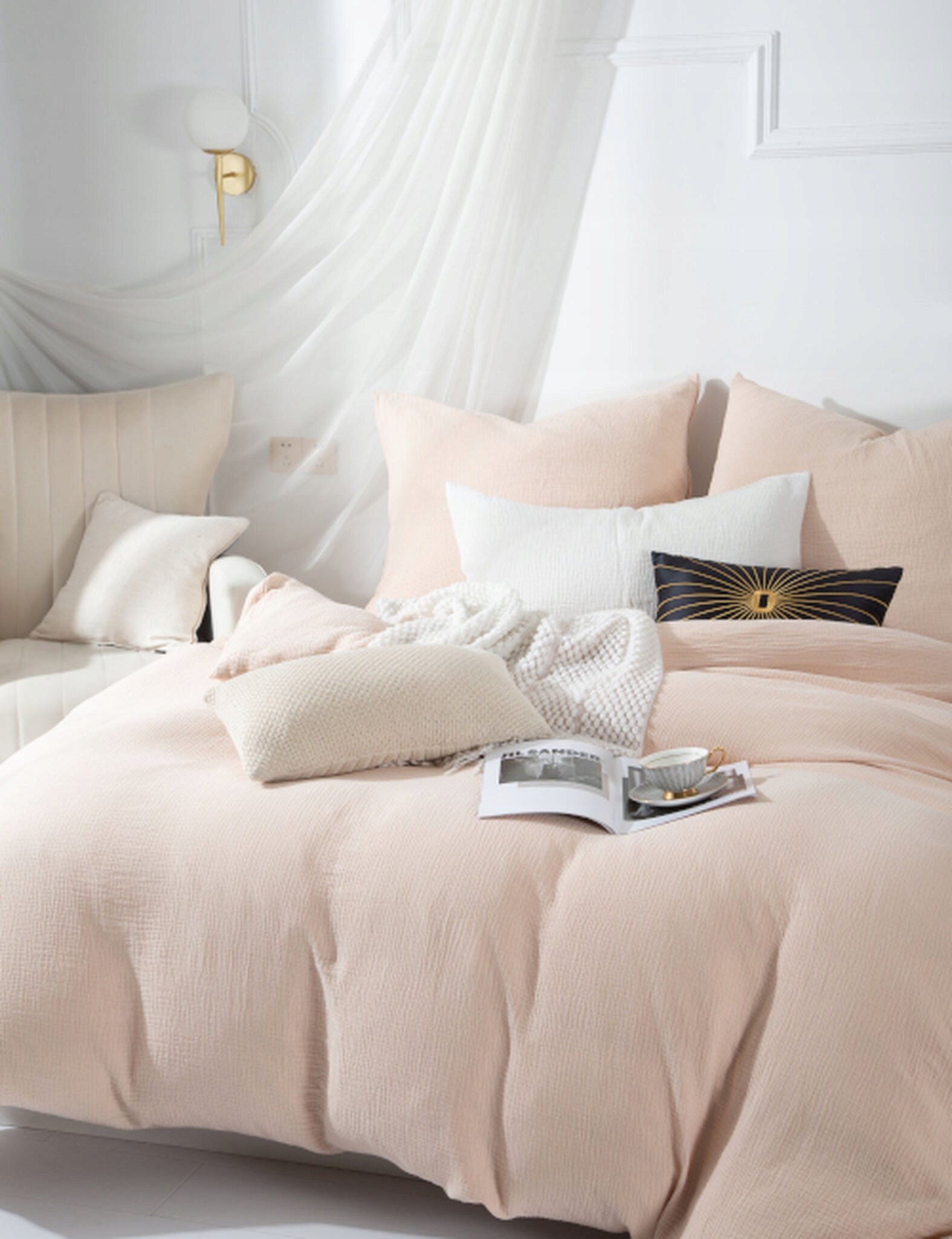 Posteľná Bielizeň bavlnená Mušlinová 220x200 béžová