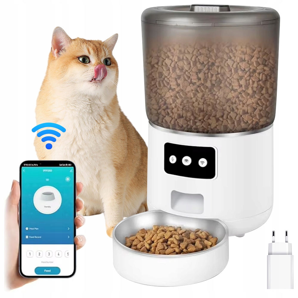 Levně 4L Automatické Krmítko Pro Zvířata Wifi Auto Dávkovač Krmiva Pro Kočky A Psy