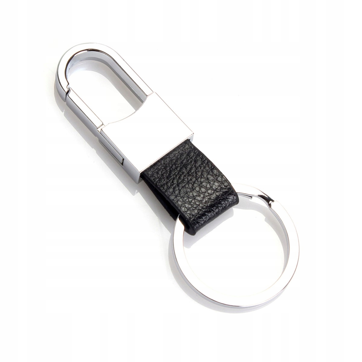 

Brelok metalowy stal skóra srebrny