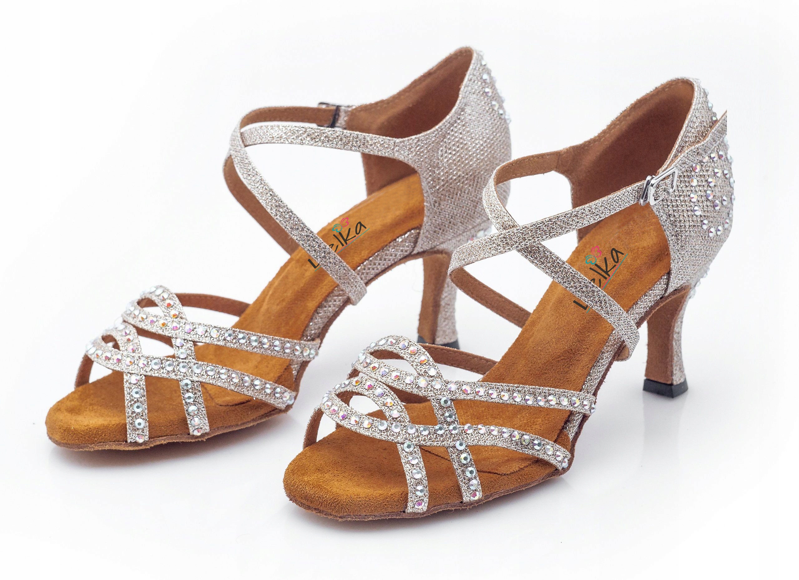 Buty Do Tańca Taneczne Cekiny Szampańskie 7,5cm