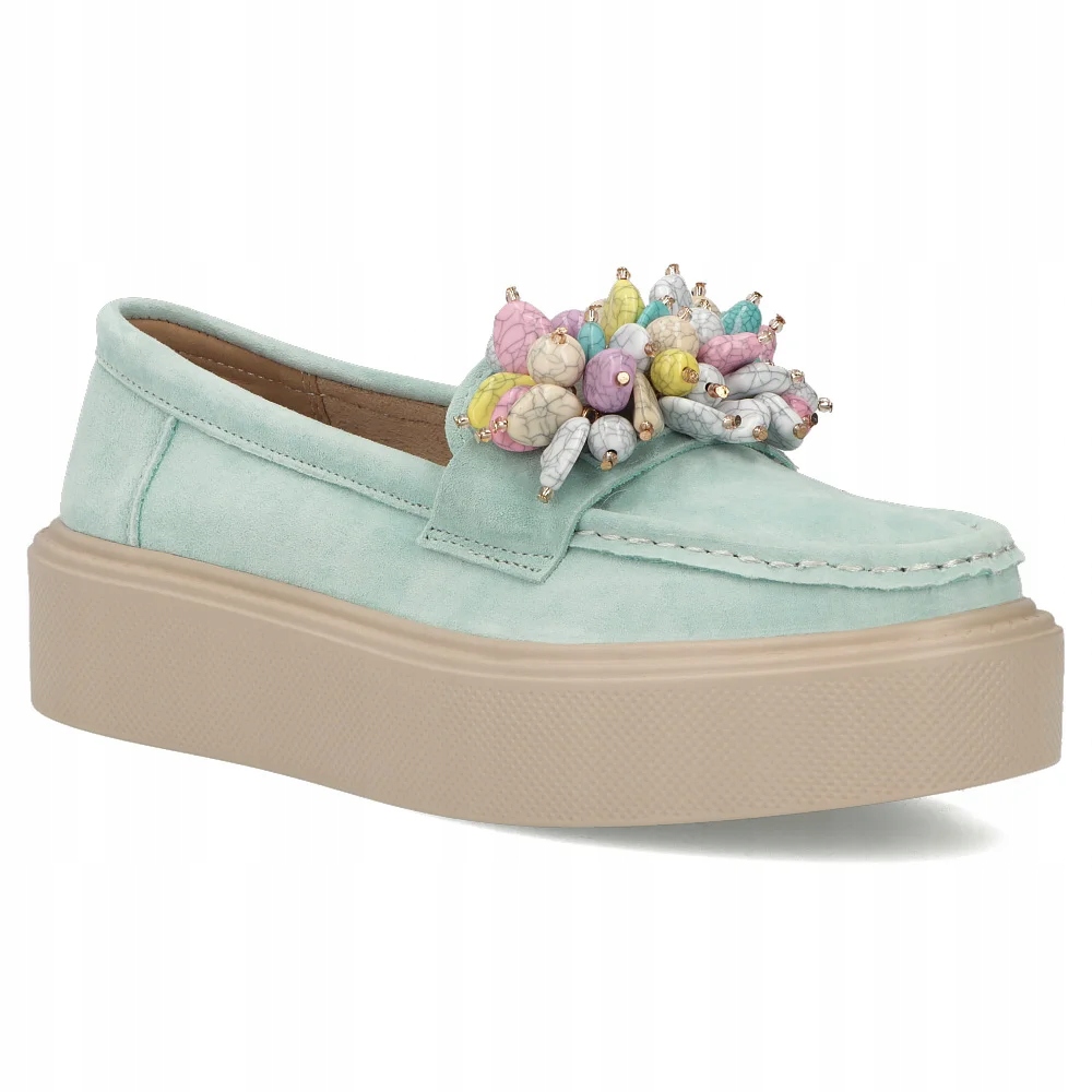 Buty damskie mokasyny skórzane lekkie Filippo koraliki r.36