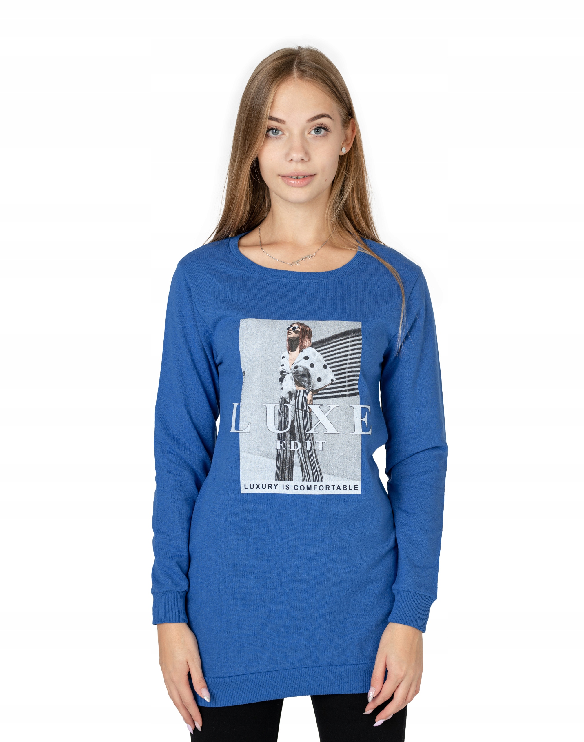 

Długa Bluza Tunika Damska Bawełniana 242-07 r L