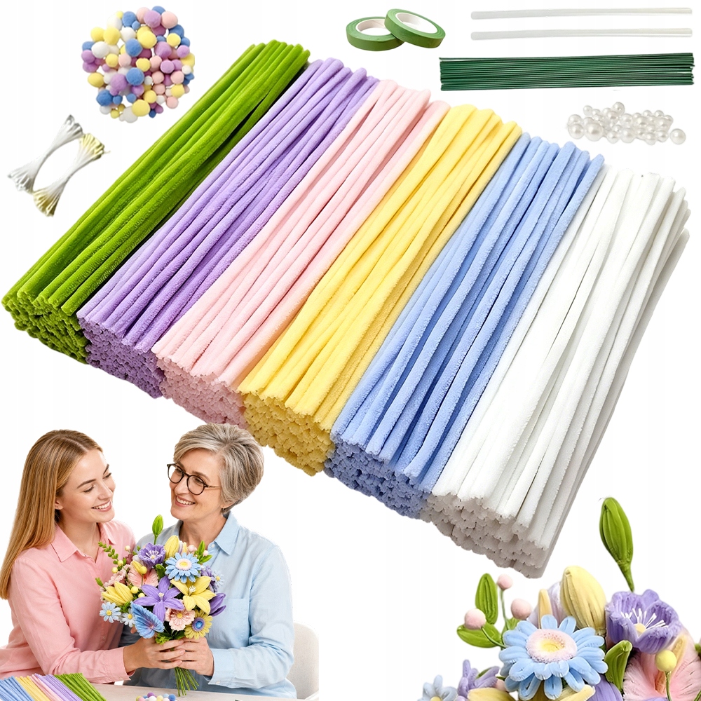 Kreativní Drátky Barevné Nadýchané 30 cm 500 Kusů pro Diy Dárek