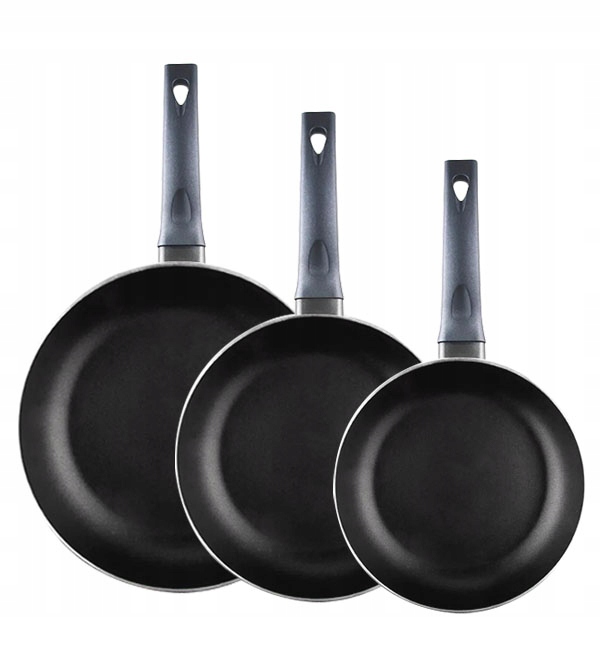 Ambition Graphite Komplet Patelni 20, 24, 28 CM Indukcja Powłoka Ilag Basic