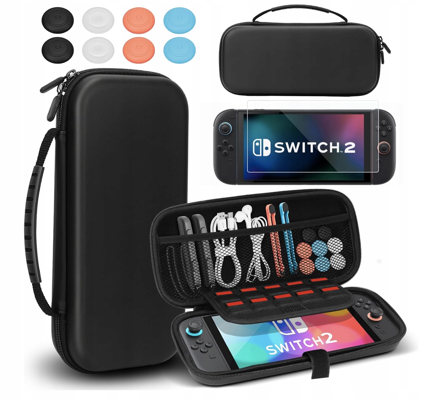 Etui do Nintendo Switch 2 Zestaw 11w1 Szkło Gripy 10 Gier Twarda Obudowa