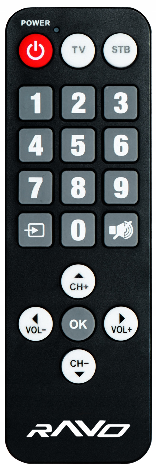 Pilot SENIOR-RC100 do tunera RAVO DVB-T2 HEVC