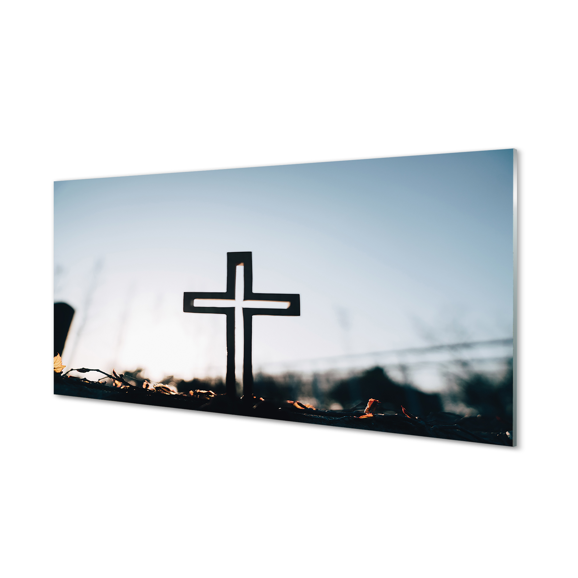 Moderní skleněný obraz do obývacího pokoje Kříž 120x60 cm