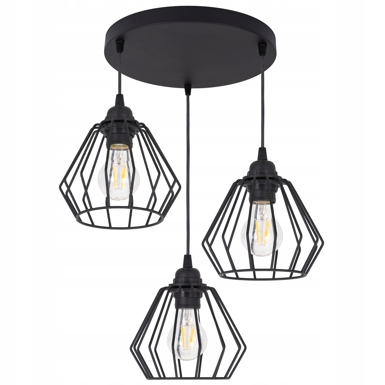 Lampa wisząca Okrągła Diament Brylant Loft czarna