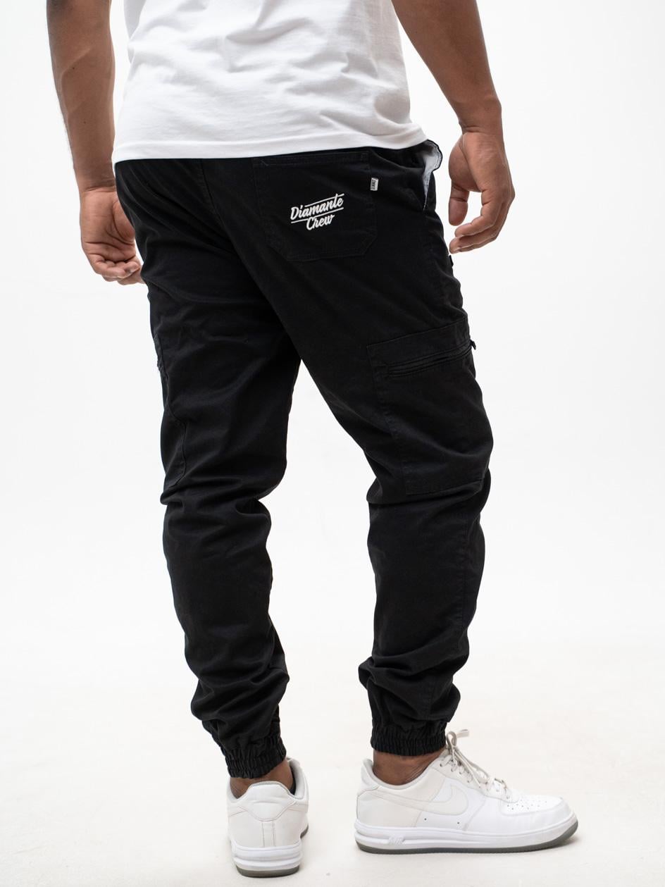 Látkové kalhoty Jogger Kapsáče Pánské Černé Diamante Crew Cargo V3 XXL