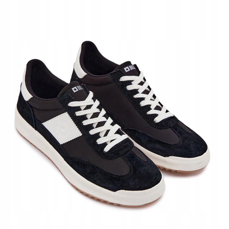 Pánské Tenisky Big Star Nízké Semišové, Šněrovací, Pohodlné, Černé, Velikost 42