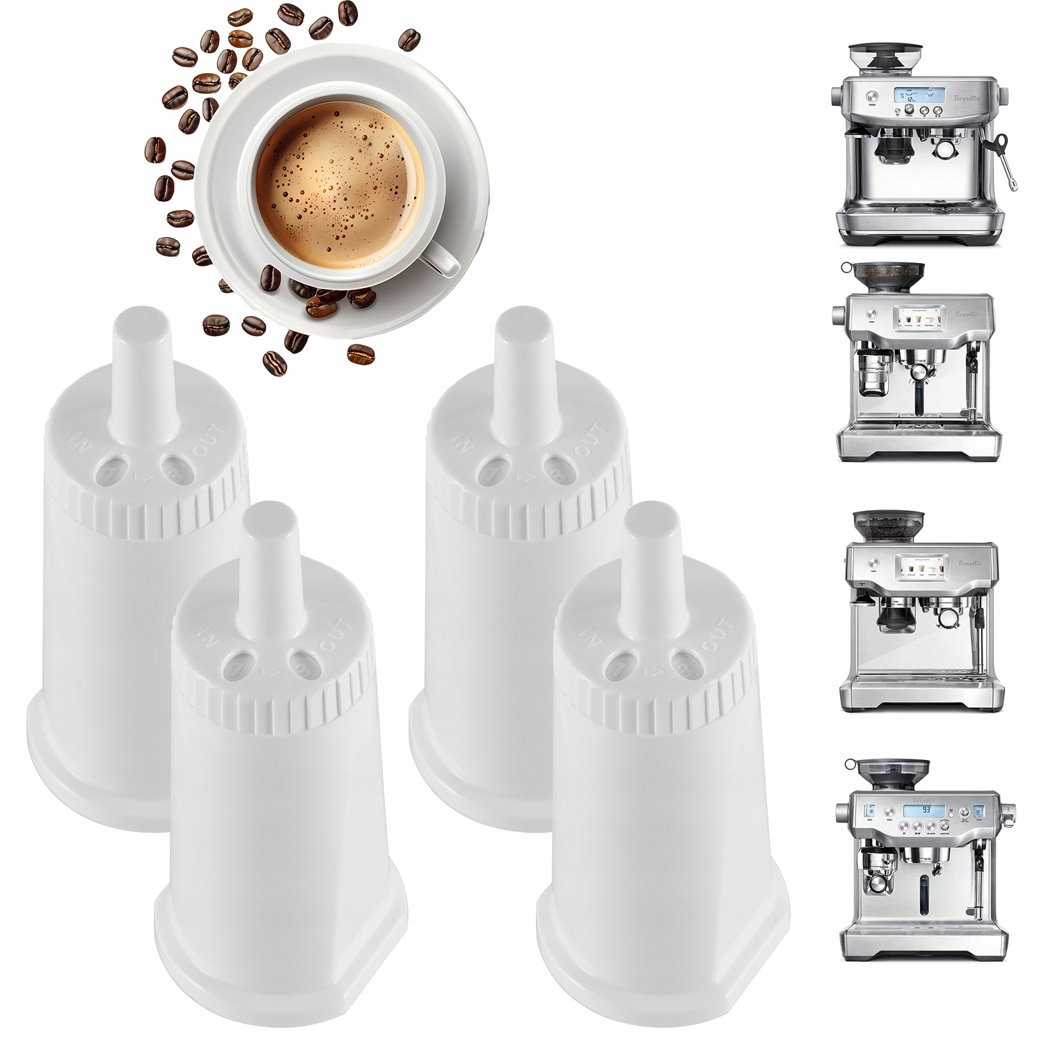 Filtr węglowy do wody do ekspresu do kawy Sage BES008 4SZT Zestaw