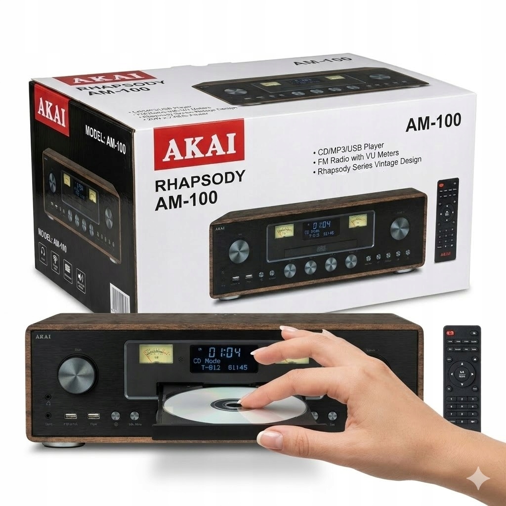 Wieża stereo Akai AM-100 Rhapsody Alarm Bezprzewodowe ładowanie MP3 Usb