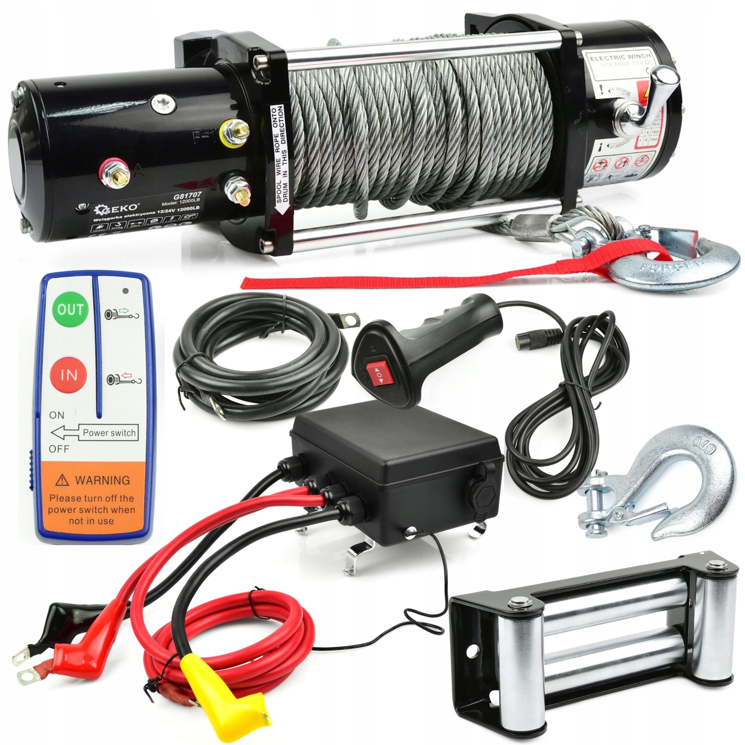 WYCIĄGARKA ELEKTRYCZNA 12V 12000LB WCIĄGARKA GEKO