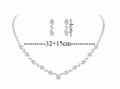 KOMPLET BIŻUTERII ŚLUBNEJ POSREBRZANY kolia krawatka KOLCZYKI Marka Inna marka